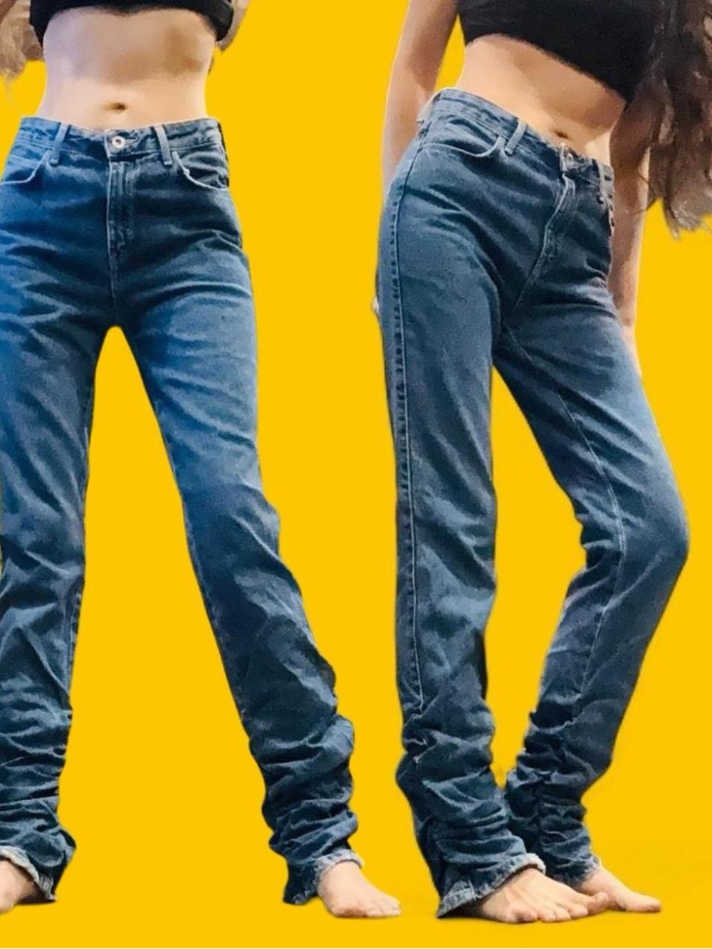 Zara Trafaluc Denimwear Ruched Stacked Jeans Women’s 00 / EUR 32 Blue Y2K